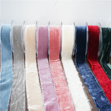 Ins style 50mm Silk Velvet Ribbon,Crepe Frayed Edged Ribbon for wedding ribbon packaging ribbon 100% silk ribbon soft ribbon