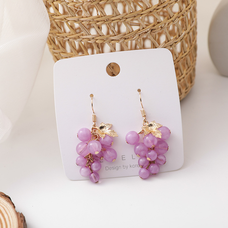 Summer Sweety Fresh Purple Grape Earrings Temperature Simple Style Cute Fruit Accessories Oorbellen Boucle D'oreille