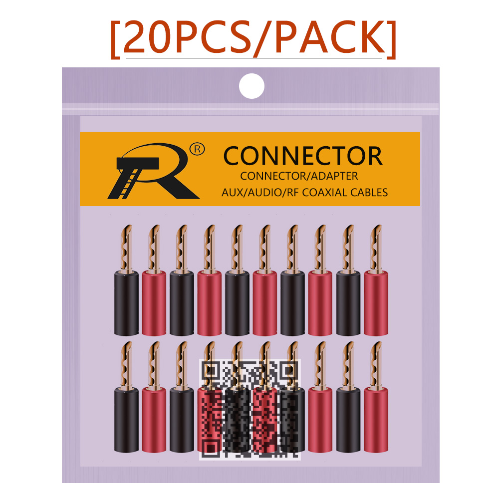 20pcs 4mm Audio Speaker Screw Banana Plugs Connector Red Black Screw Type Speaker Cable Wire Pin Banana Plug Connectors