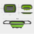 Vegetable Washing Foldable Strainer Basket Collapsible Silicone Colander Square Over The Sink With Handle Fruit Kitchen Tool