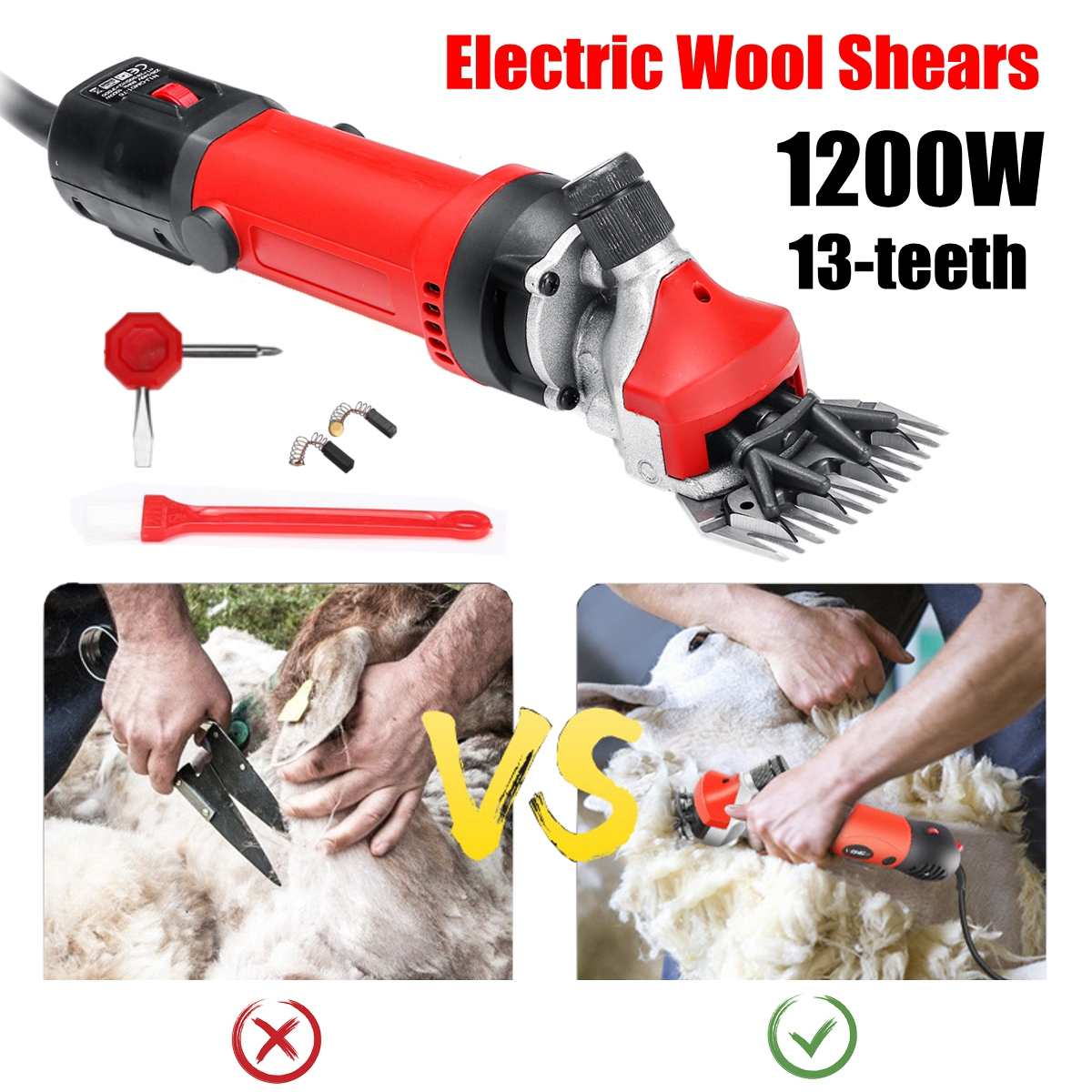 1200W EU Plug Electric Sheep Pet Hair Clipper Shearing Kit Shear Wool Cut Goat Pet Animal Shearing Supplies Farm Cut Machine