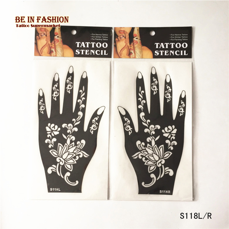 4pcs/lot Henna Tattoo Stencil Glitter Template airbrush Temporary Indian Tattoos Stencils for Painting professional Kit sheets