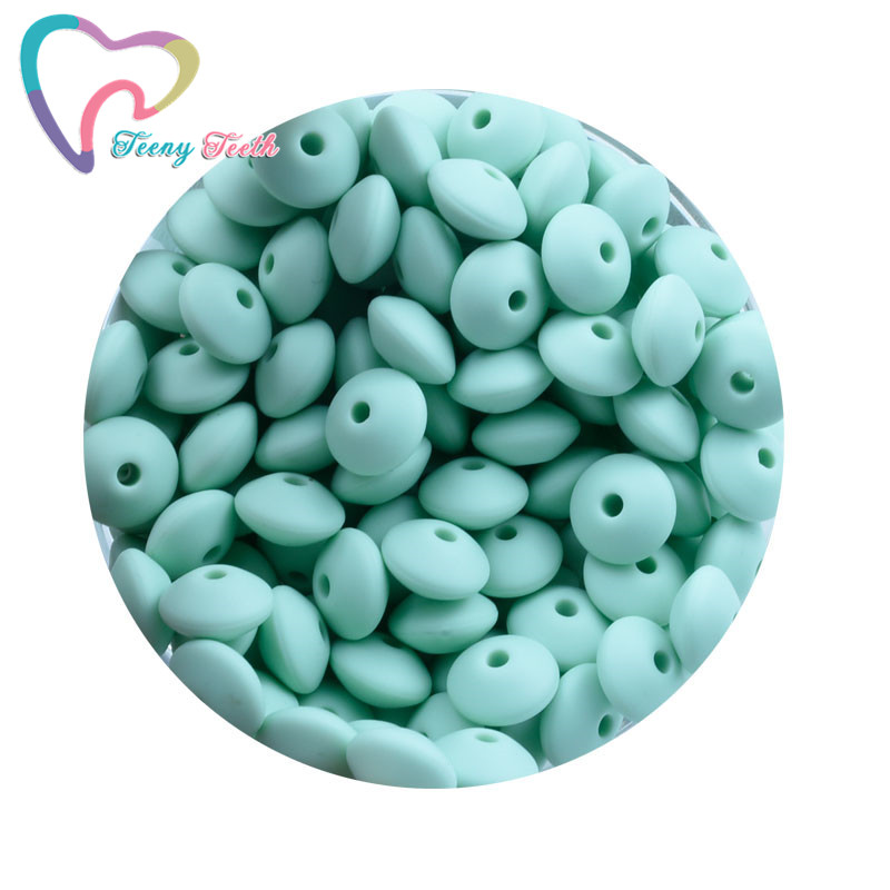 20 PCS 12MM Silicone Lentil Beads BPA Free Food Grade Abacus Beads For Pacifier Chain Making Baby Teething Teether Toys