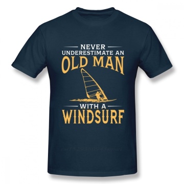 Never Underestimate An Old Man With A Windsurf T Shirt Boy Vintage T-Shirt Fashion New Arrival Casual