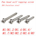 10-100pcs M1 M1.2 M1.4 M1.7 M2 M2.3 M2.6 M3 M4 M5 M6 Stainless steel Cross recessed round pan head tapping screws Wood SCREW