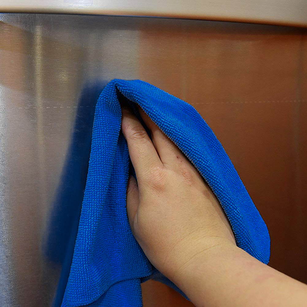 OLOMM 100 PCS Blue Microfiber Car Wipers Cleaning Cloth Car Towel No-Scratch Rag Polishing Detailing Towel