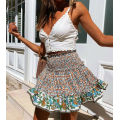 Hot Women Floral Elastic High Waist Short Skirts Ruffled Beach Casual Boho Skirt