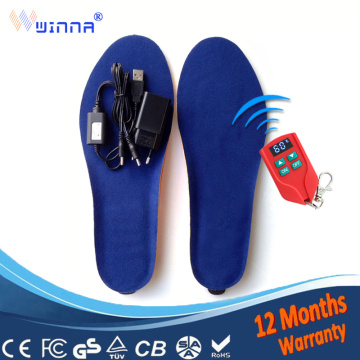 USB Men Heated Insoles Electric Foot Warmer Remote Control Thermal Insoles 2000mAh Women's Shoes Pads Heating 60 Degrees Insoles