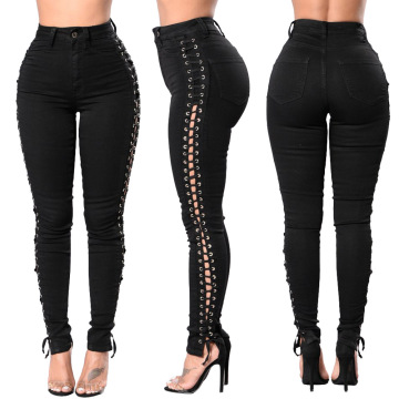 Women's jeans fashionable slim classic trendy bandage adjustable jeans skinny tappered pants pencil pants