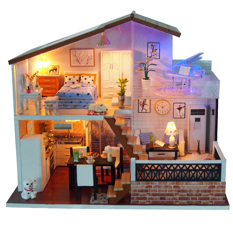 Diy Doll House Wooden Diy Crafts Miniature Dollhouse Furniture Kit Diy Toy House For Boy & Girl Educational Diy Toy Craft