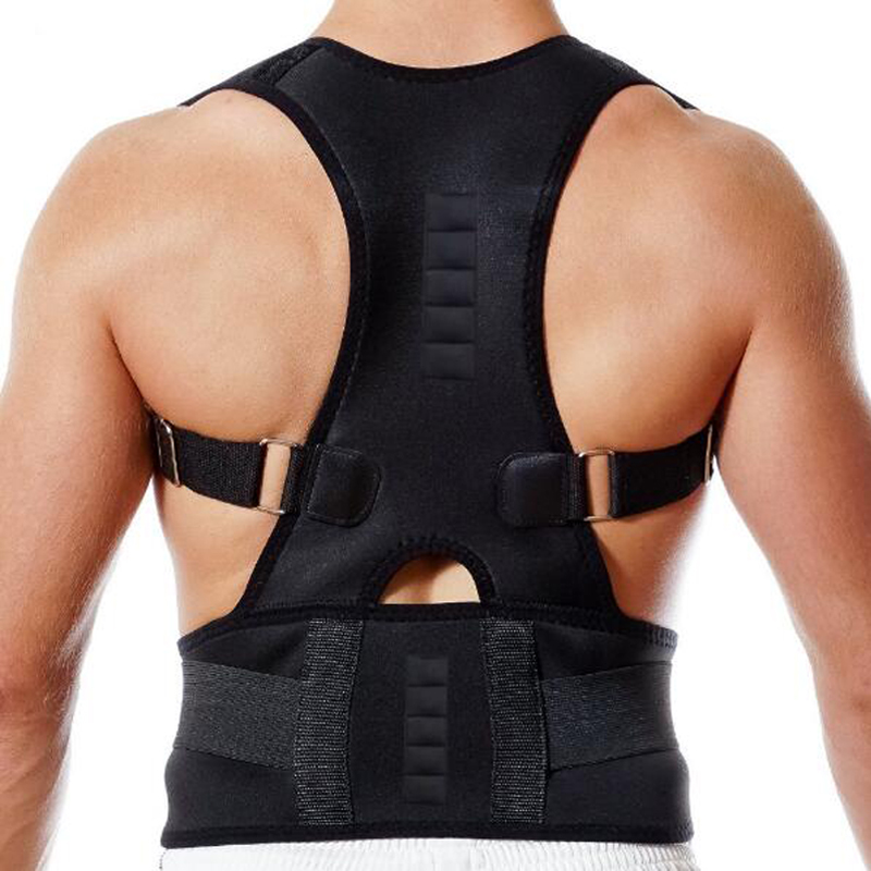 Men Women Back Corset Elastic Shoulder Back Spine Posture Corrector Magnetic Waist Back Support Belt Humpback Clavicle Posture