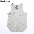 DARK ICON Hi-street Front Short Back Long Mens Tank Top Hip Hop Men's Tops Oversize Black Grey White