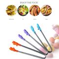 HOOMIN Salad Serving BBQ Tongs Stainless Steel Handle Utensil Creative Hand Shape Kitchen Cooking Tools Mini Silicone Food Clip