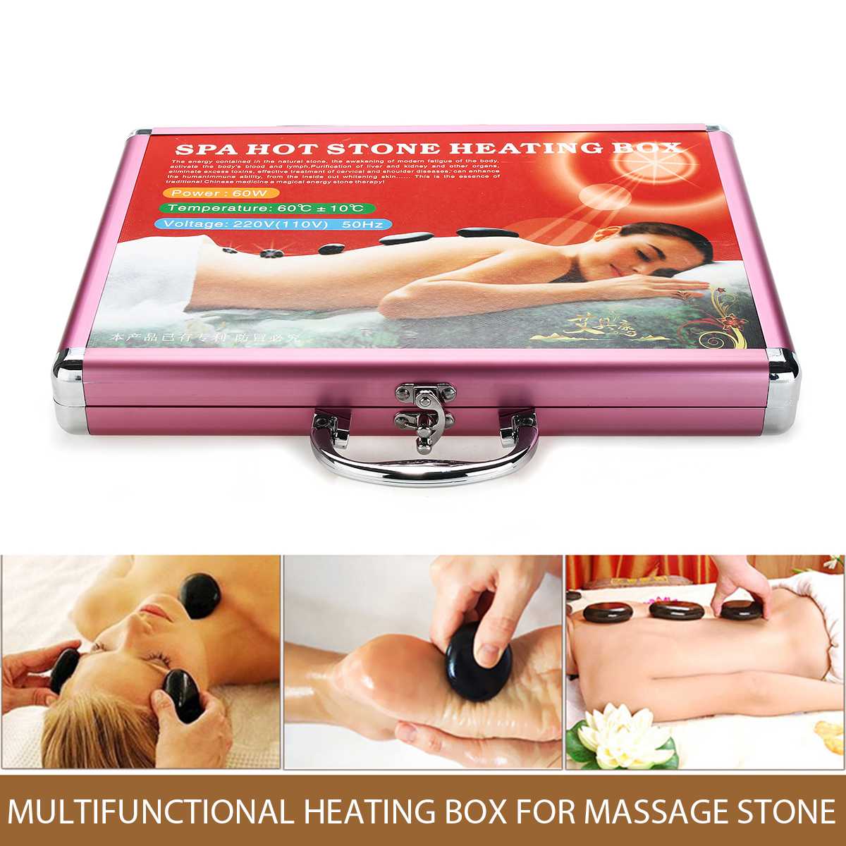 220V/110V Bamboo Massage Stones Heater Box Hot Stone Massage Set Tool Basalt Round Stone Massager