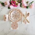 8pcs/lot Flower Rose Gold Paper Plates Birthday Party Dishes Pastel Plate with Gold Foil Baby Shower Wedding Decor Tableware