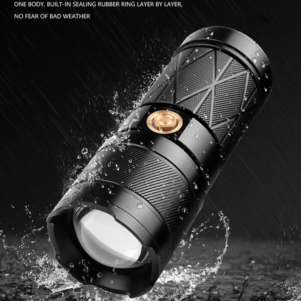 XHP90.2 Super Bright Led Double Head Flashlight Waterproof Rechargeable Zoomable Torch Work Light Spotlight Floodling Lantern