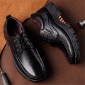 2020 Spring Men's Genuine Leather Shoes Size 38-44 Head Leather Soft Lace-Up Rubber Loafers Shoes Man Casual Real Leather Shoes