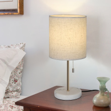 White Marble Base Table Lamp With Linen Shade