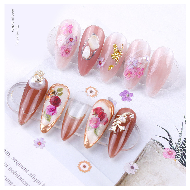 100 Pcs Rose Flower Daisy Leaf Sequins 3D Nail Art Decorations Design Ultrathin Slices Sticker Manicure Desig Accessories