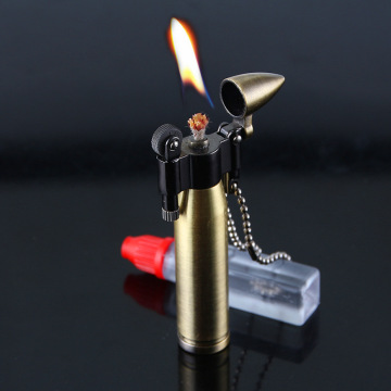 Bullet Shape Kerosene Lighter Fire Metal Smoking Lighters Cigarettes Lighters Grinding Wheel Flint Gadgets for Men