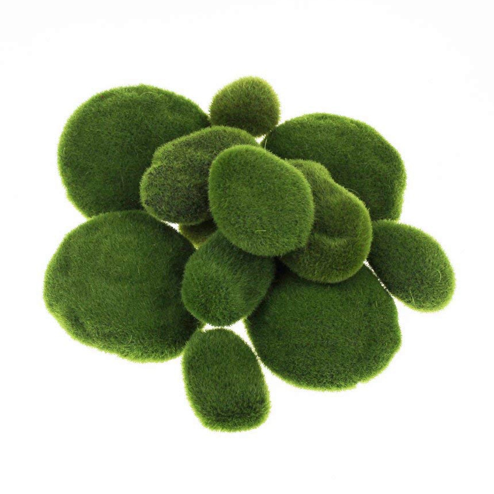 20 Pieces 2 Sizes Artificial Moss Rocks Decorative Faux Green Moss Covered Stones