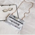 2020 Women Evening Bag Personality Inkjet Newspaper Clutch Coin Purses PU Letter Magnetic Clasp Phone Makeup Pouch Chain Purses