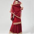 2020 New Red India Traditional Cotton Suits For Woman Ethnic Styles Daily Elegent Lady Set Top Pants Scarf