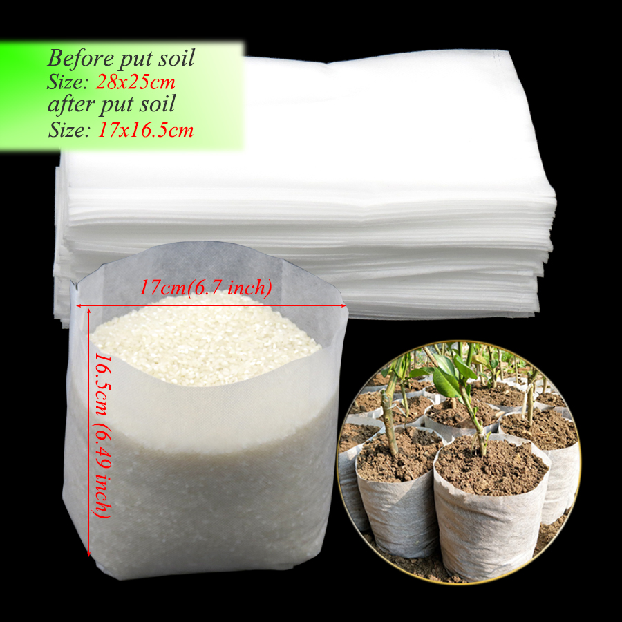 100PCS 28*25cm Root Pouch Biodegradable Planting Grow Bags Nonwovens Fabrics Organic Seedling Bags Growing Breeding Bags