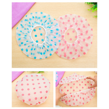 1PC Waterproof Shower Cap Thickening Elastic Wave Point Hair Cover Shower Cap Women Hair Salon Bathroom Supplies Color Random