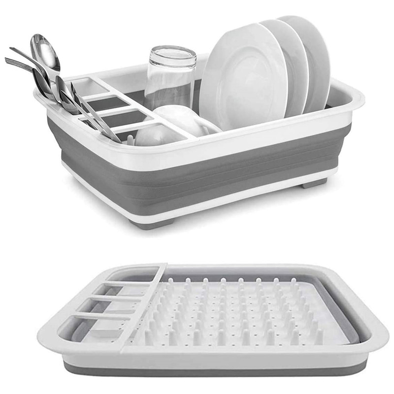 Collapsible Dish Drying Rack Portable Dinnerware Organizer for Kitchen Storage Counter RV Campers