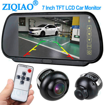 ZIQIAO 7 Inch LCD Car Mirror Monitor Parking Monitoring System with Night Vision Side Front Rear View Camera