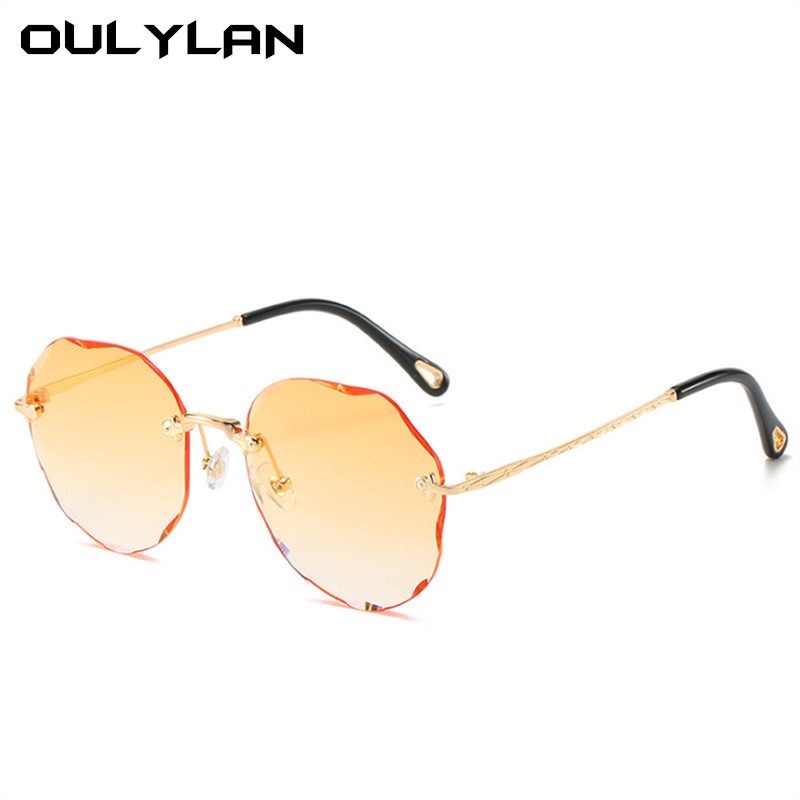 Oulylan Rimless Sunglasses Women Luxury Trimming Gradient Shades Sun Glasses Ladies Vintage Framless Eyewear UV400