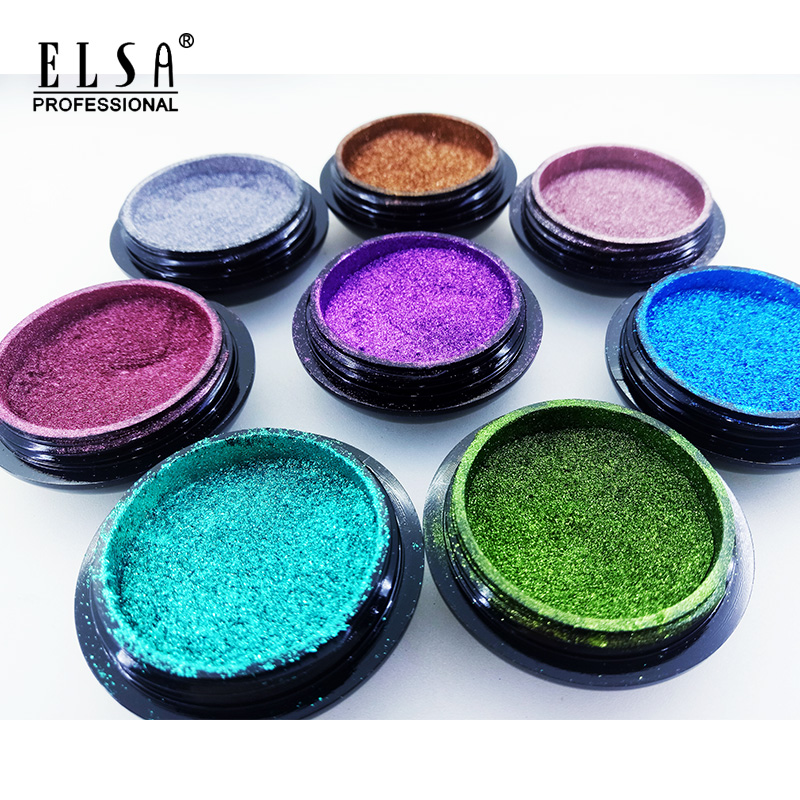 ELSA 23 color Neon Shiny Laser Holographic Glitter Pigment Powder Chrome Mirror Titanium Nail Powder Dust for Manicure Nail Art