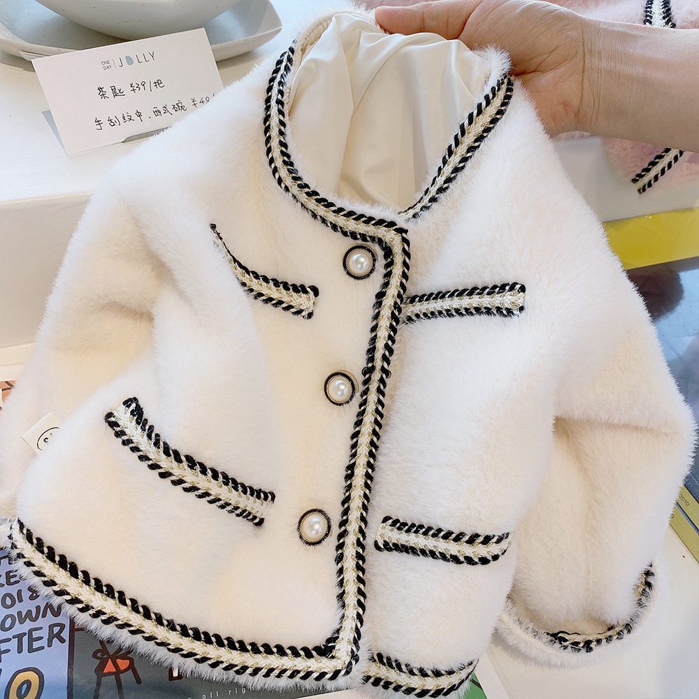 2020 Fashion Autumn Girls Kids Coat Velvet Winter Long Sleeve Children Baby Infants Sweet Coats Outwear Casaco Outfit S11707
