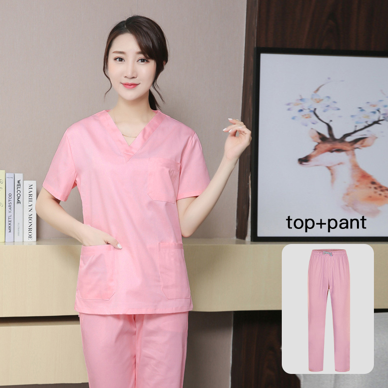 Hospital Operating Room Black Blue Nurse Scrubs Set Beauty Salon Work Uniform Medical Surgical Tops Pants Pet Doctor Workwear