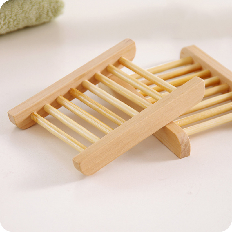 Home Bathroom Soap Bamboo Stand Soap Dish Shower Case Natural Wood Holder Cleaning Supplies Storage