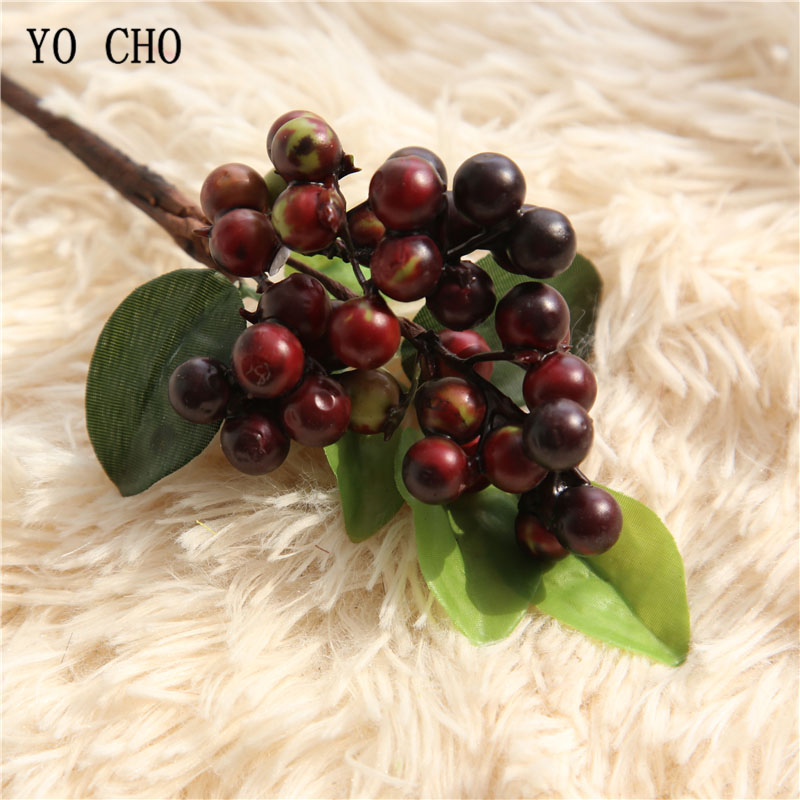 YO CHO 3pcs/lot Artificial Plant Christmas Berries Fake Plants Plastic Beans Christmas Bells Berries Mistletoe Home Party Decor