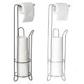 Paper Roll Stand Storage Toilet-Paper-Holder-Stand-Reserve-Storage-Dispenser-Free-Standing-Holder-Bathroom-Roll-Tissue-Chrome