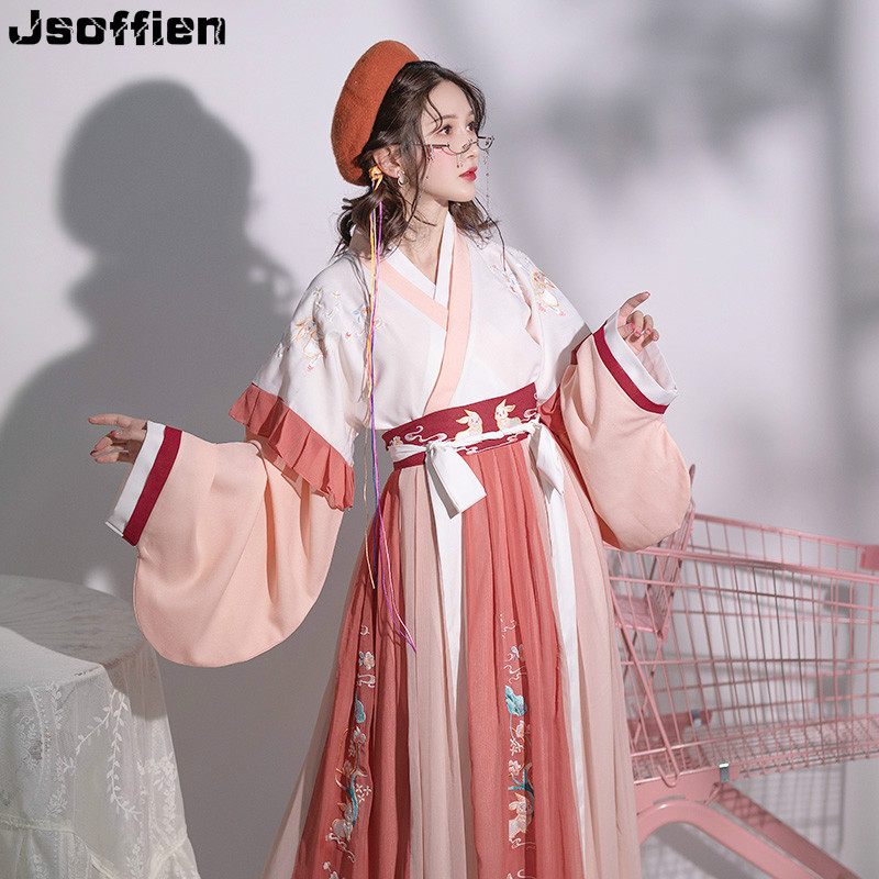 Chinese Traditional Plus Size Hanfu Costume Women Folk Dance Clothing Oriental Han Dyansty Cosplay Dress Fairy Stage Dancewear