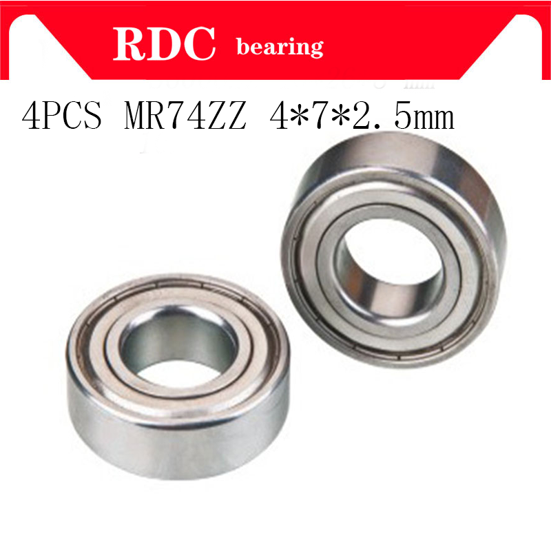 4PCS ABEC-5 MR74ZZ MR74Z MR74 ZZ L-740ZZ 4x7x2.5 mm 4*7*2.5 mm metal shield Miniature High quality deep groove ball bearings