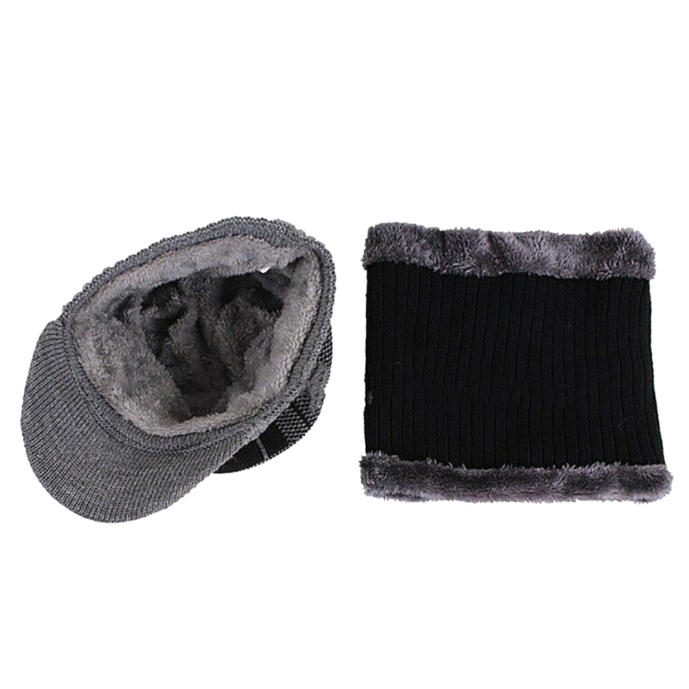 Ski Sports Winter Hat and Scarf Fleece Men Accessories Warm Knitted Cap Fleece Scarf 2 Pieces Set Ourdoorwear