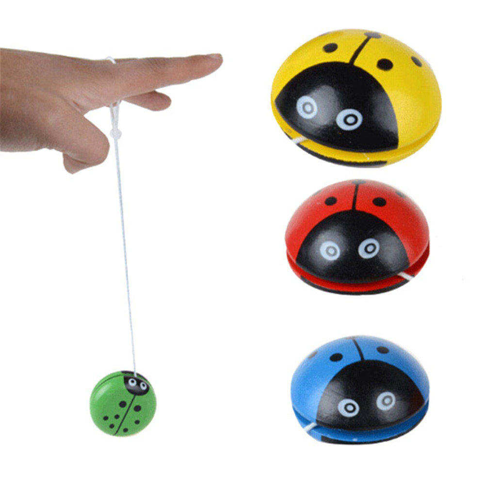 1PC Yo Yo toys for children ladybird Yo Yo ball Blue green red yellow Ladybug YOYO creative toys wooden Random