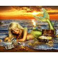 Beautiful Mermaid With Green Tail DIY diamond Painting Cross Stitch diamond embroidery mosaic diamond home decor KBL