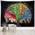 Psychedelic Moon Colorful Tree Tapestry Trippy Mystic Galaxy Starry Sky Blanket Wall Hanging For Bedroom Living Room Dorm Decor