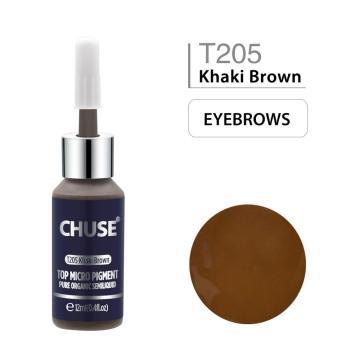 CHUSE T205 Khaki Brown Microblading Micro Pigment Permanent Makeup Tattoo Ink Cosmetic Color Passed SGS,DermaTest 12ml(0.4fl.oz