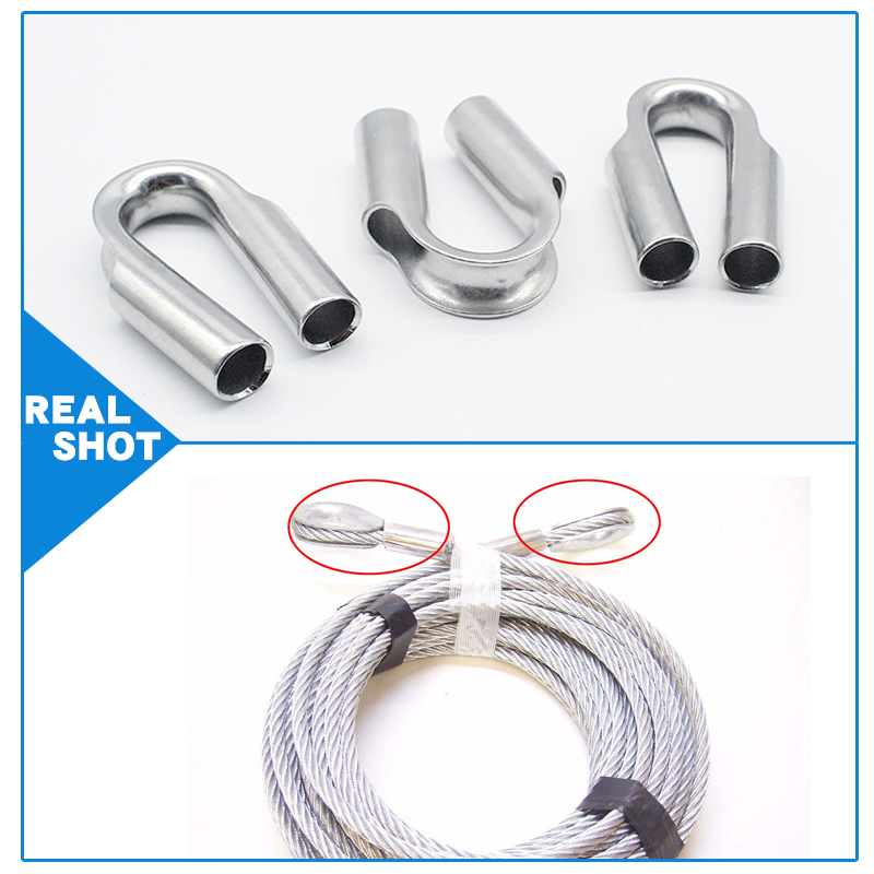 2pcs 6/8/10/12 mm Stainless Steel 304 Wire Tube Thimble for Winch Wire Rope Silver Cable Wire Rope Thimbles Rigging Hardware