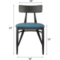 2 Set Vintage Kitchen Chair Set High Back Stainless Steel Chair Frame Dining Chair Industrial Side Chair Upholstered Chair