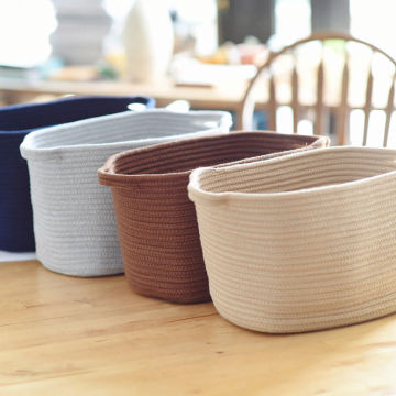 Cotton Thread Laundry Baskets Nordic Style Cotton Woven Storage Basket for Laundry Sundries Toy Organizer