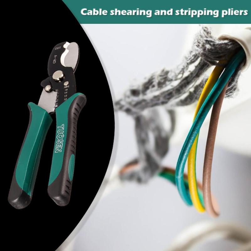 TUOSEN 8 inch Wire Stripper Cable Cutting Scissors Stripping Pliers Cutter Multi-function Wire Stripping Tool Crimping Pliers