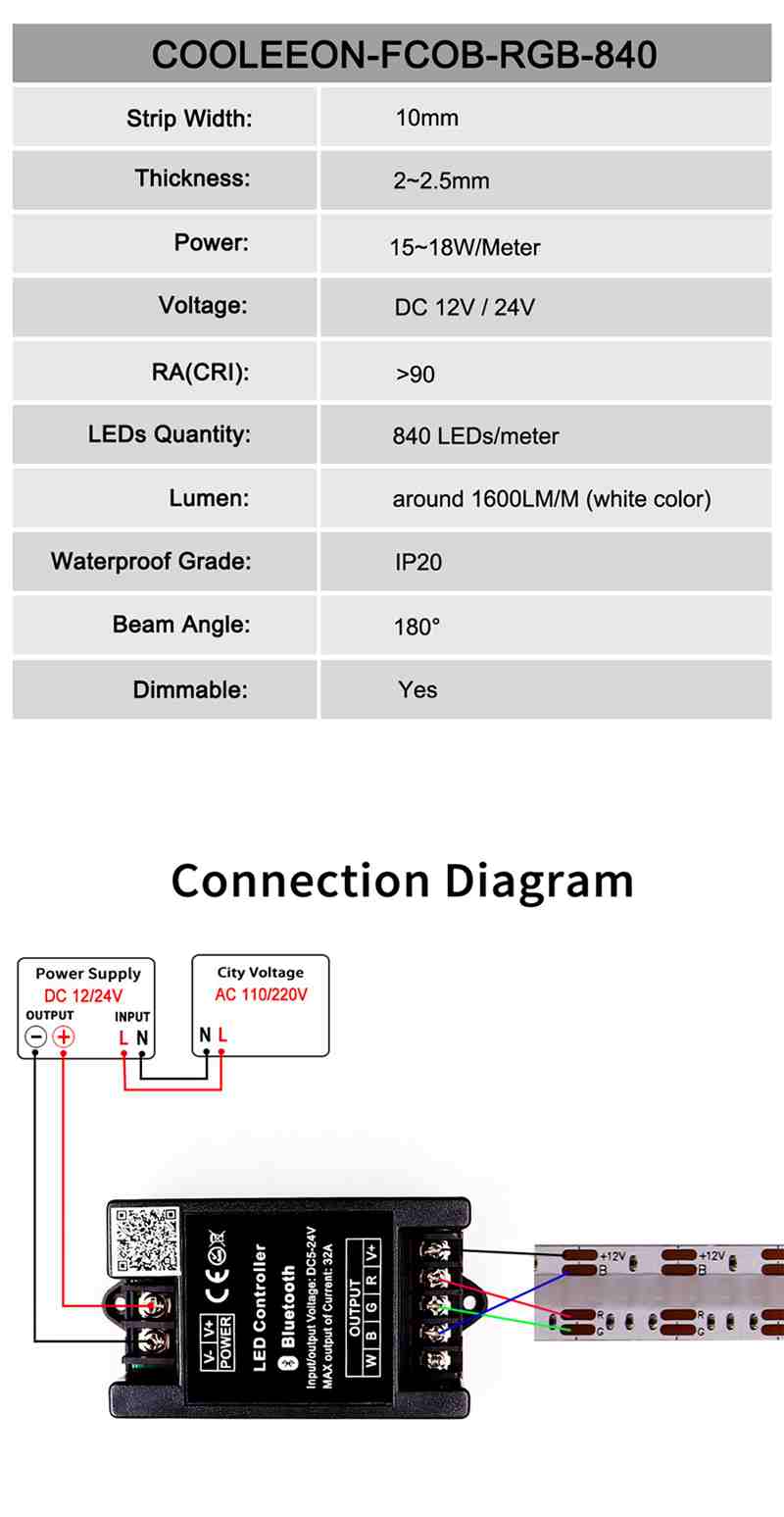 Rgb Cob Led Strip 12v